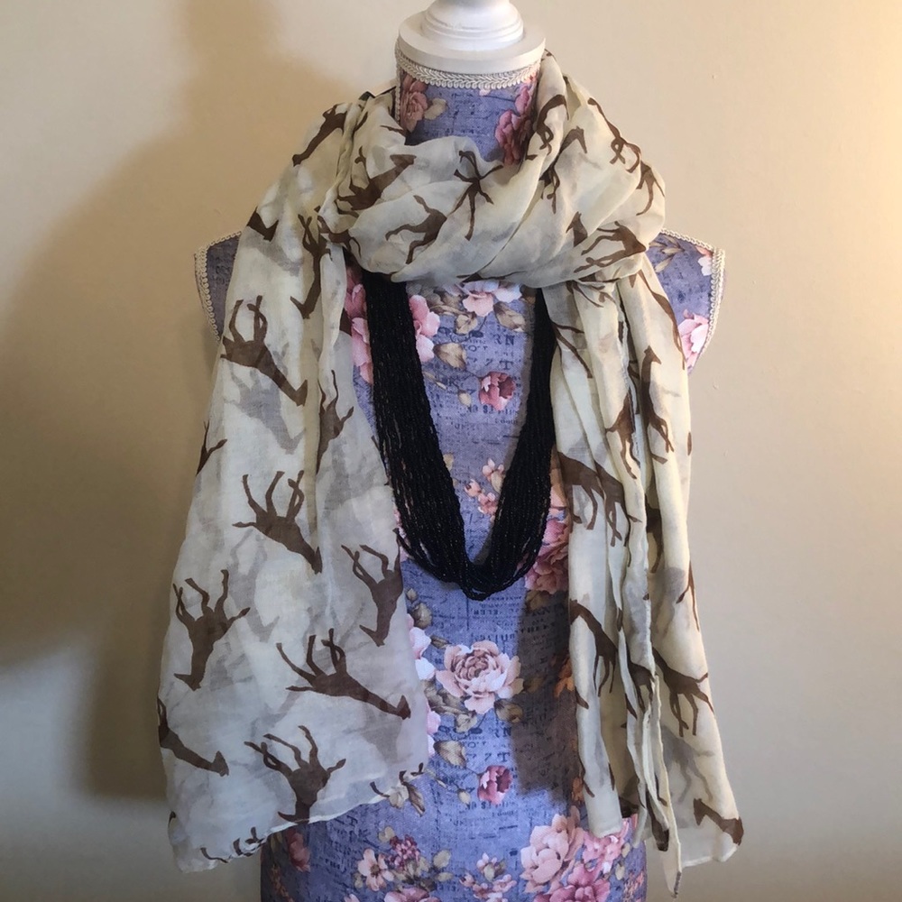 6 Way Scarf Tan And Brown Giraffe Print